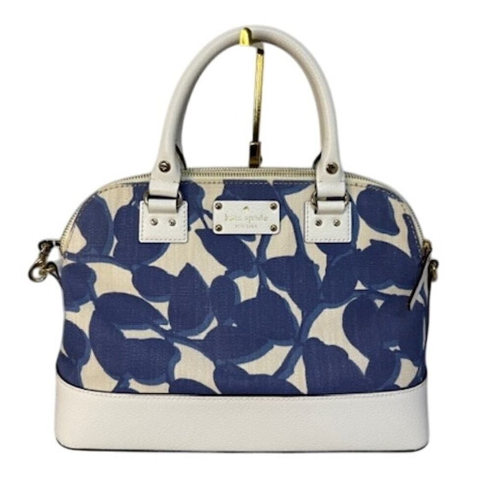 Kate Spade Wellesley Small Rachelle Leather Crossbody Satchel Hyacinth Leaves
